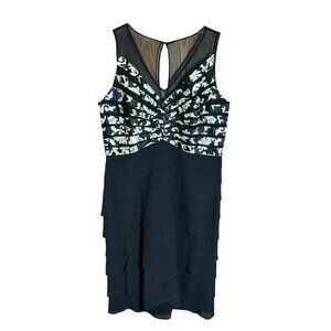 Scarlett Nite Black Gold Tiered Cocktail Dress Size 16